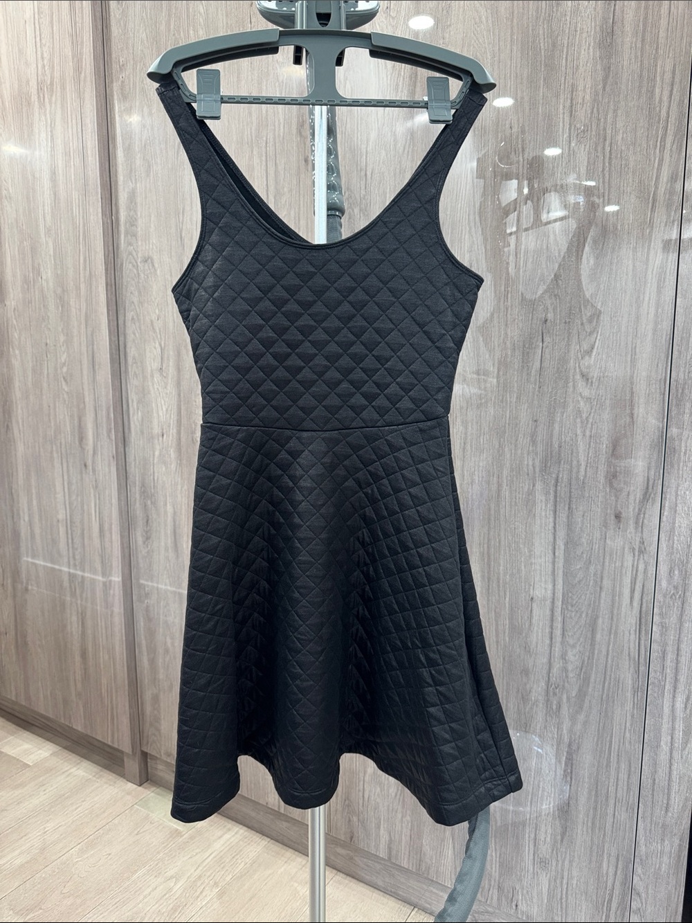Express Black Quilted A-Line Mini Dress